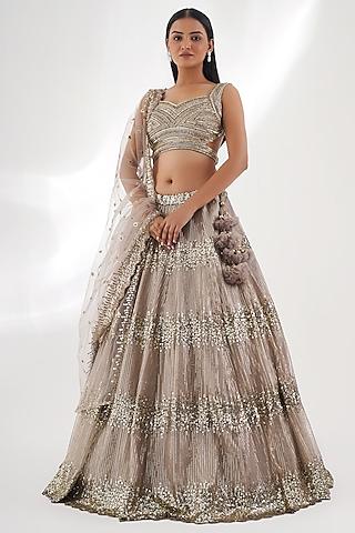 gold sequins fabric & net lehenga set