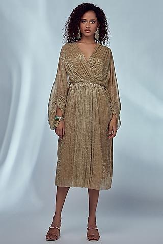 gold shimmer knit kimono dress