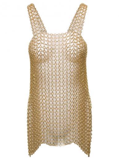 gold side splits mini dress