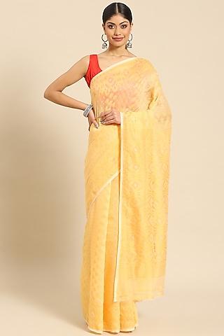 gold silk cotton jamdani handloom saree