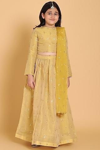 gold silk lehenga set for girls