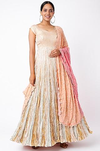 gold-silver & rose gold embroidered anarkali set