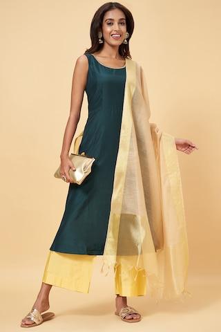 gold solid polyester dupatta