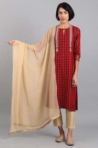 gold solid polyester dupatta