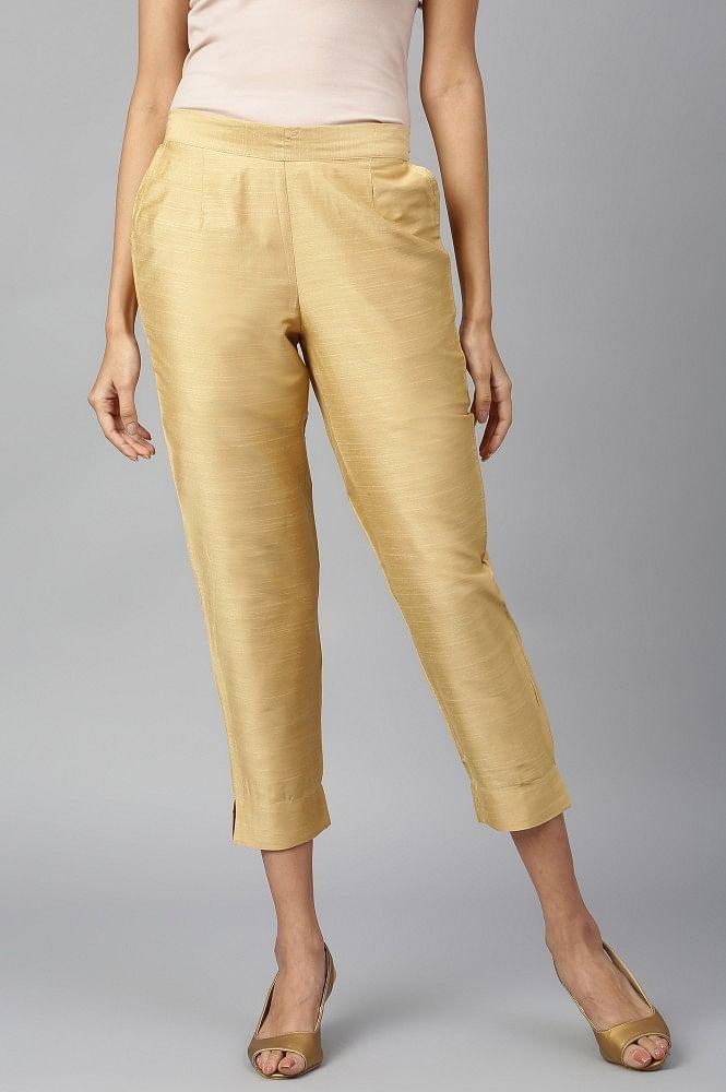 gold solid trousers