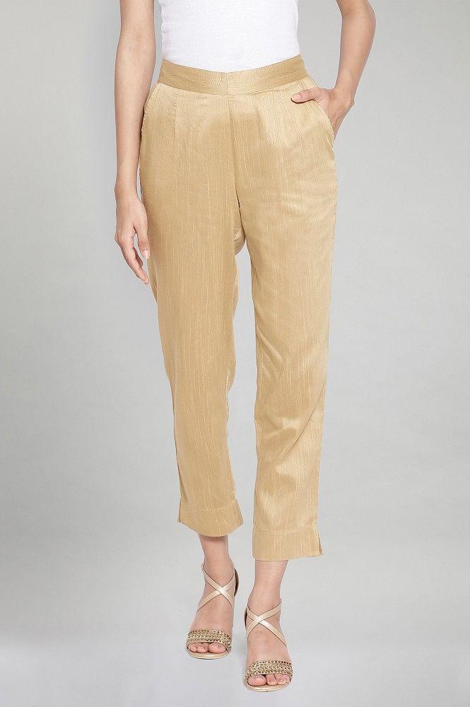 gold solid trousers