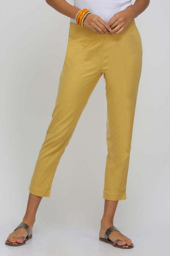gold solid trousers