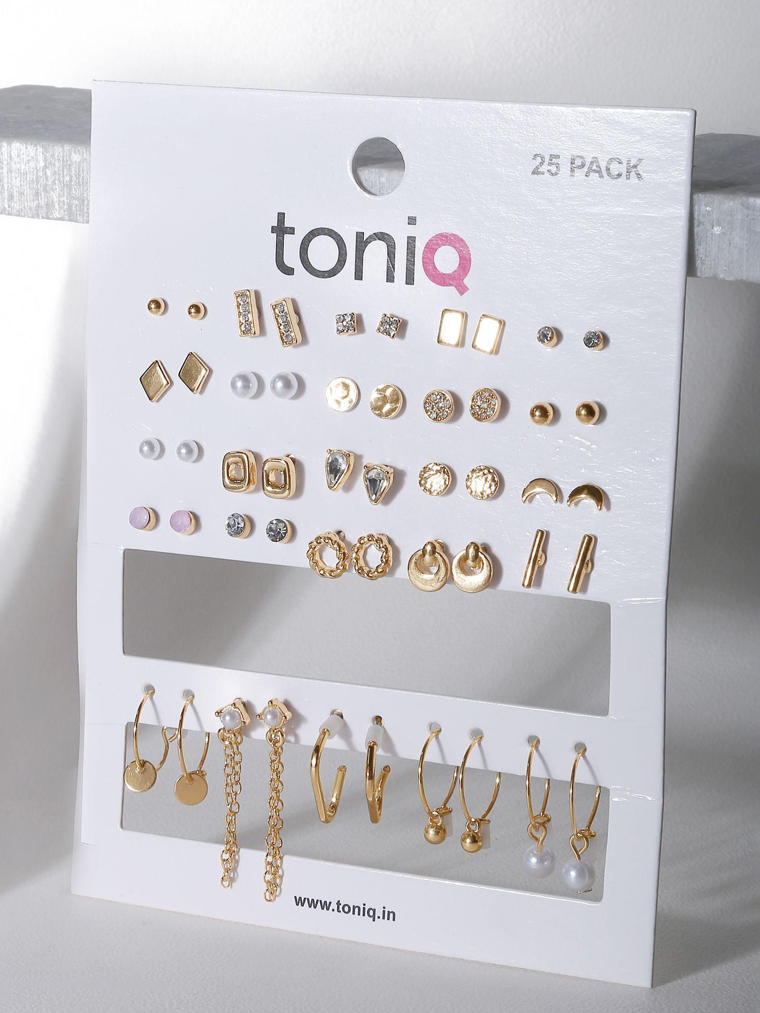 gold stud and drop earrings (set of 25 pairs)