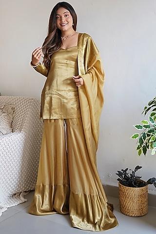 gold tabby silk gharara set