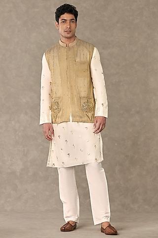 gold tissue embroidered bundi jacket