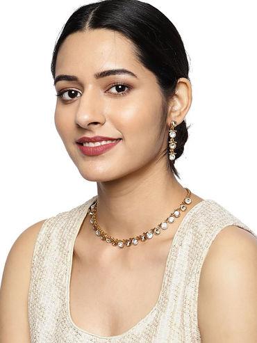 gold tone contemporary look stylish necklace set