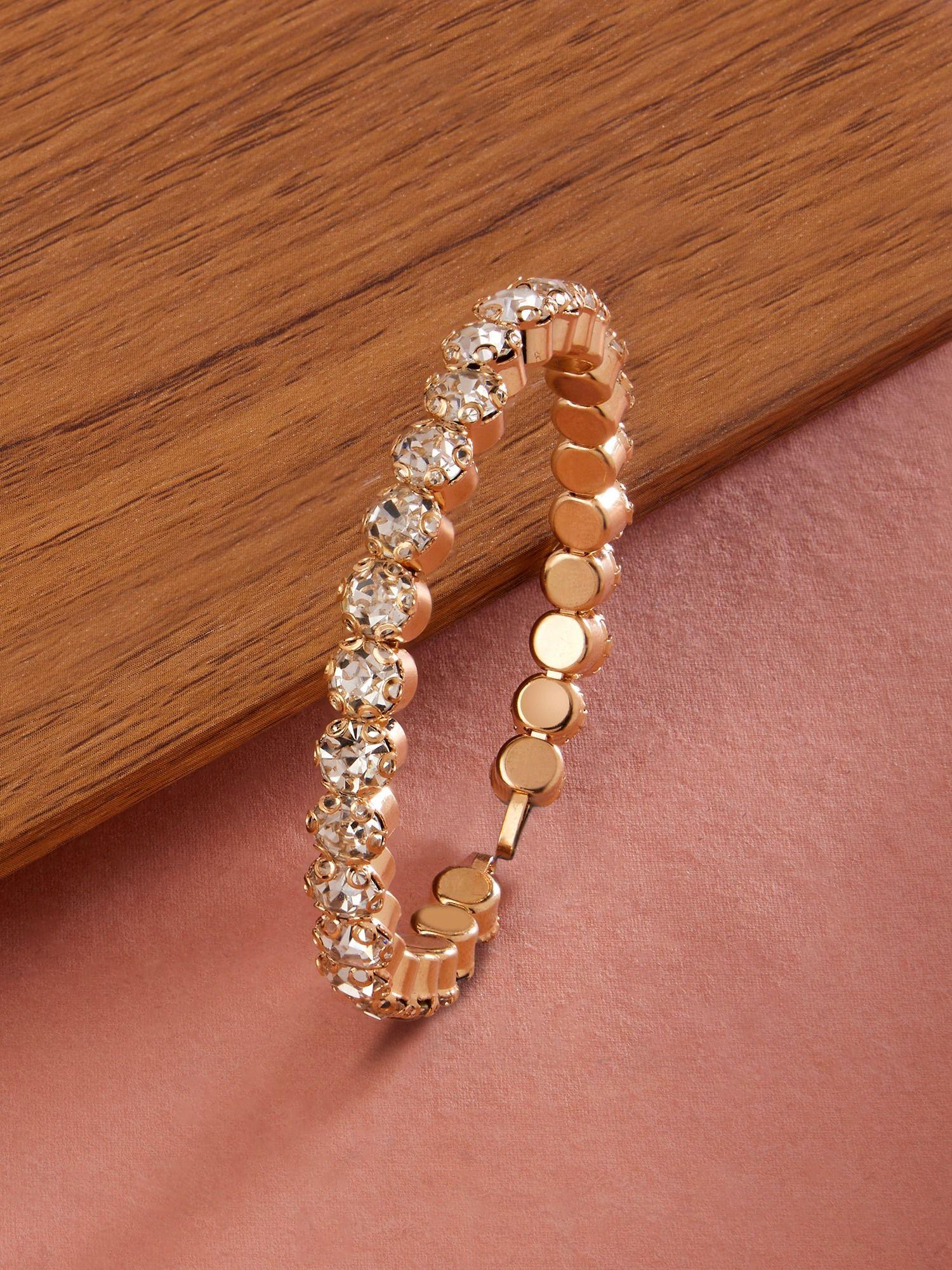 gold tone dazzling diamonds contemporary kada bracelet-zpfk13688