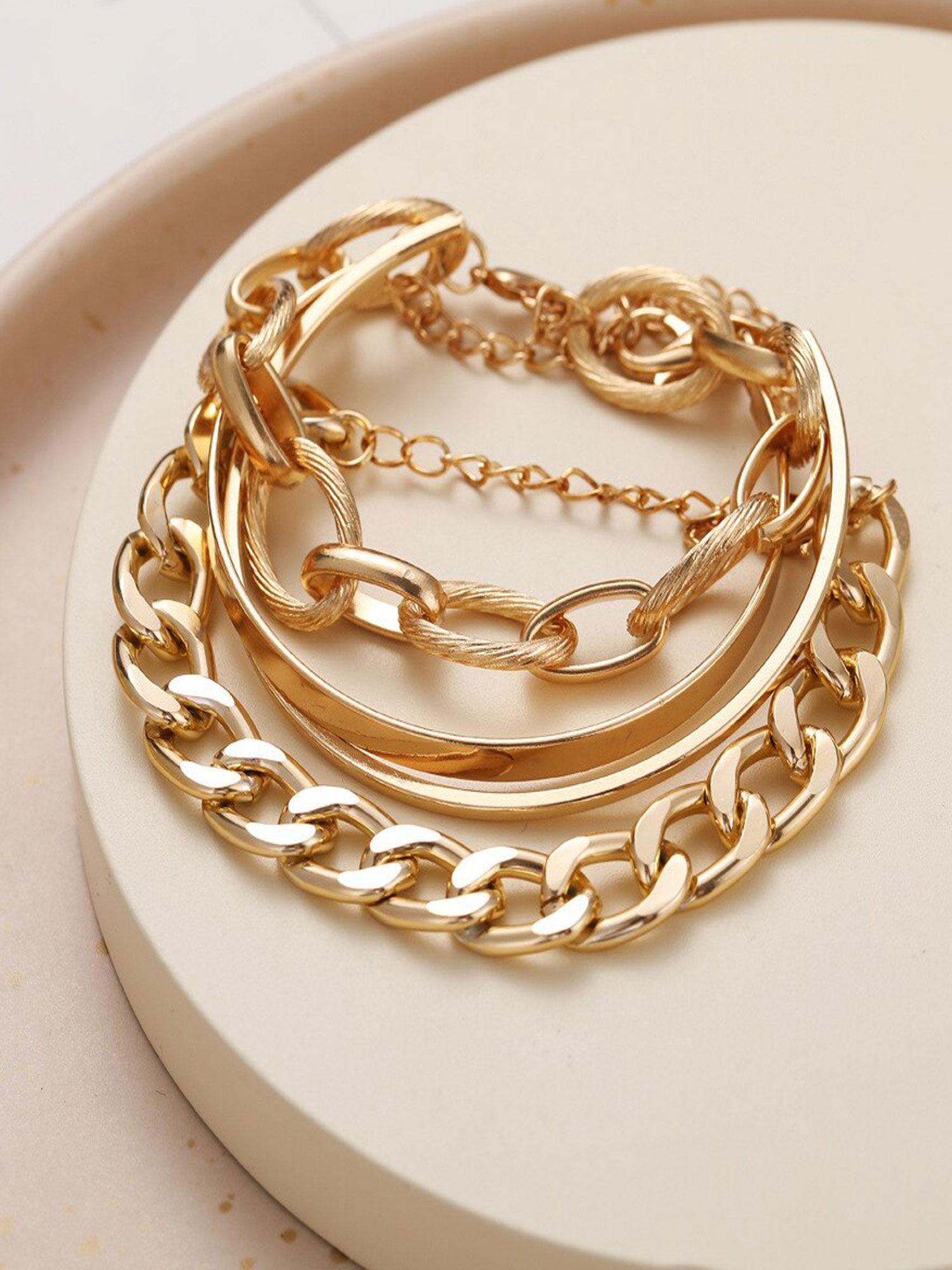 gold-toned gold plated bracelets (set of 4)