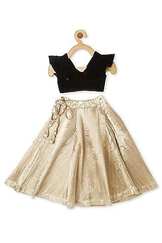 gold velvet lehenga set for girls