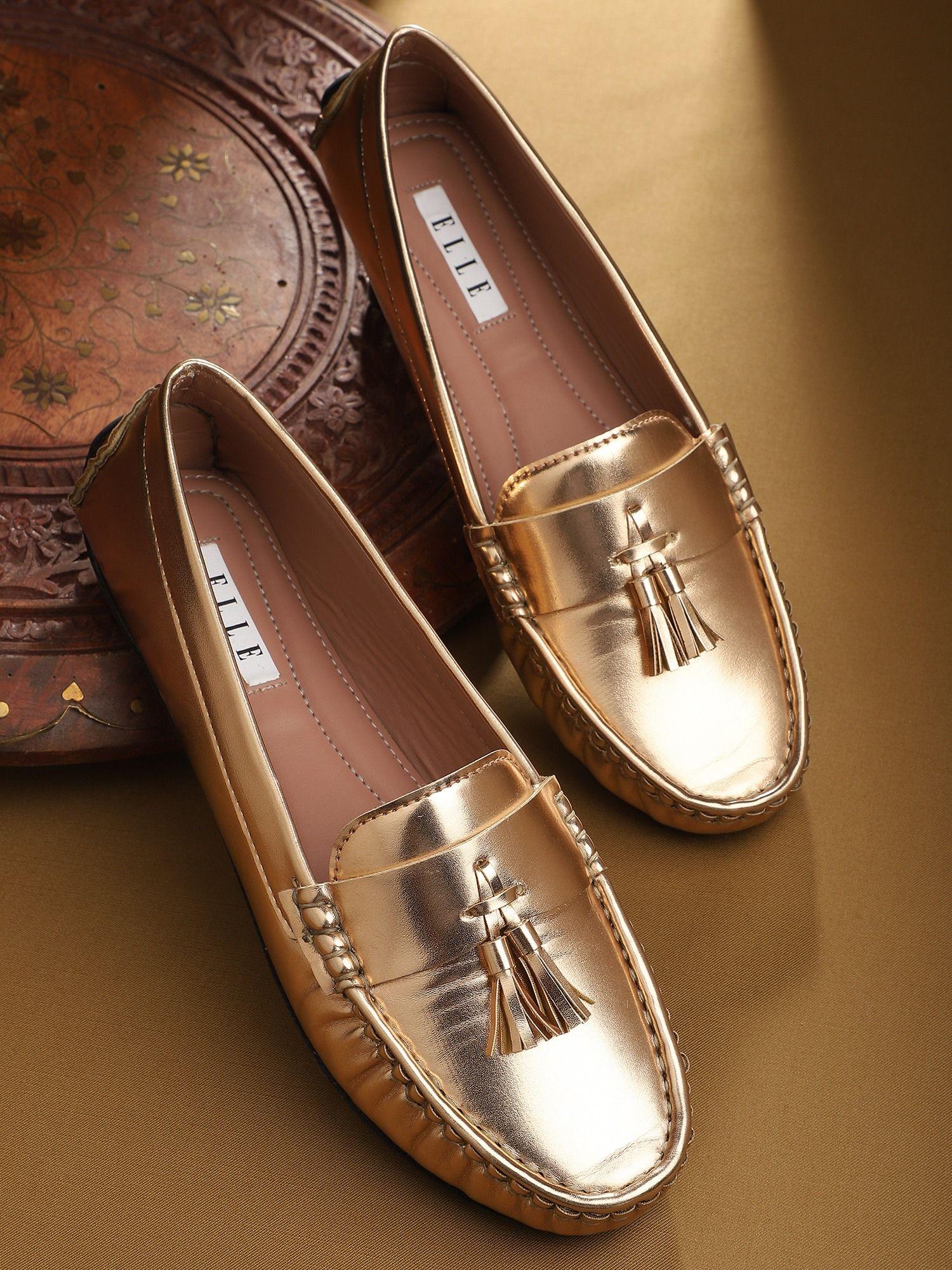 gold women slip on loafers