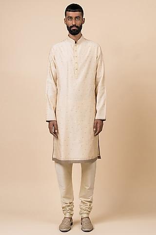 gold zari jacquard kurta set