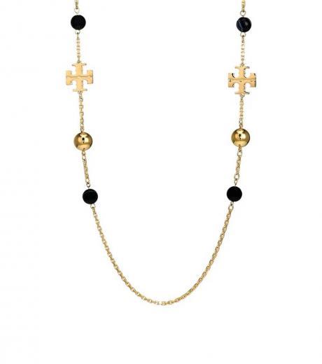 golden black kira scatter logo necklace