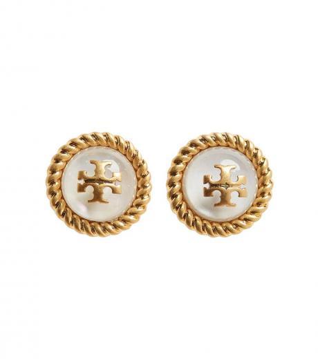 golden clear roxanne circle stud earrings