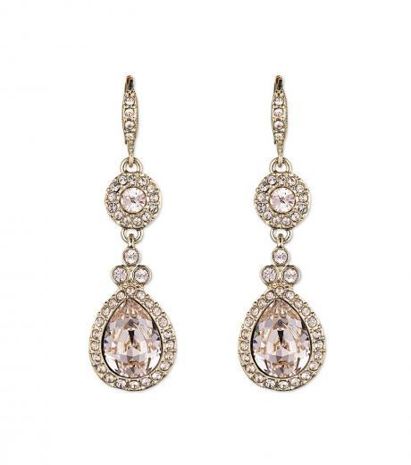 golden crystal drop earrings