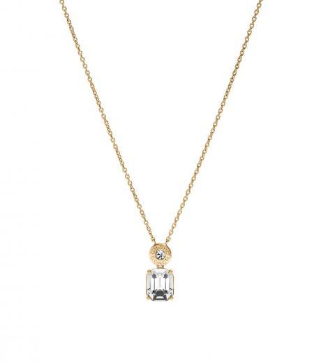 golden crystal logo necklace