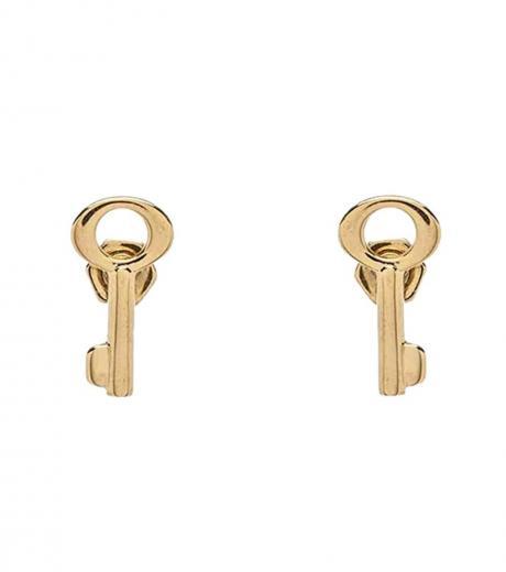 golden key stud earrings