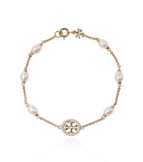 golden logo pearl bracelet
