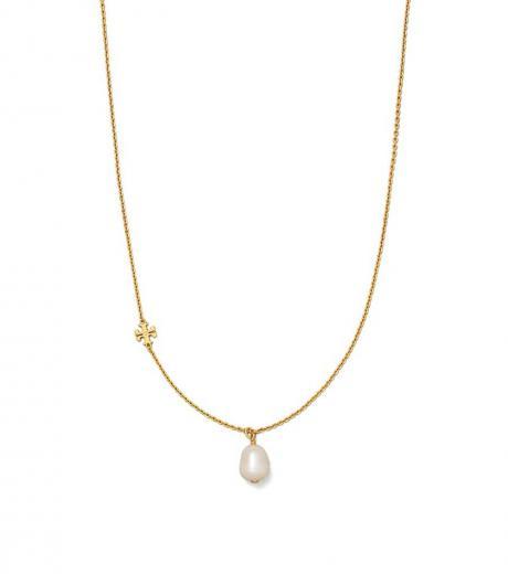golden logo pearl necklace