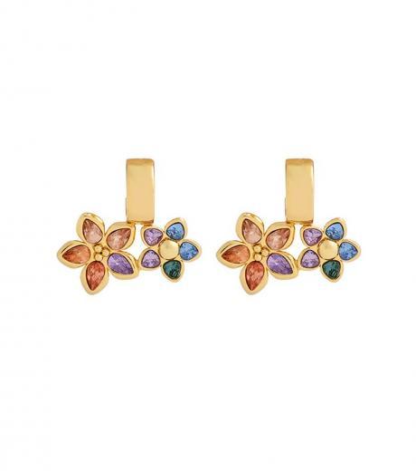 golden multicolor wildflower huggie earrings