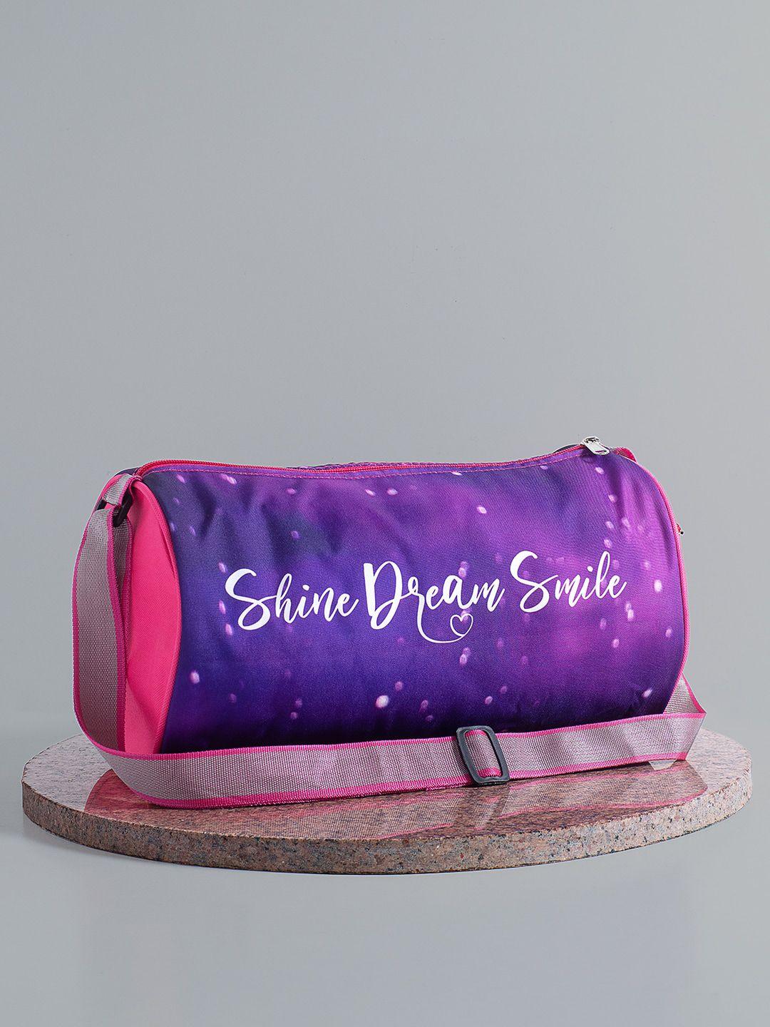 golden peacock girls purple shine dream smile printed duffel bag