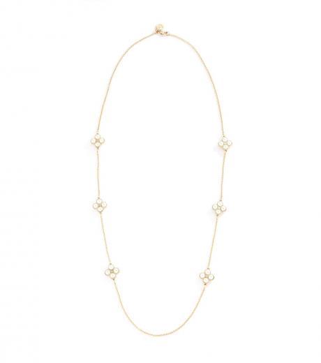 golden pearl flower long necklace