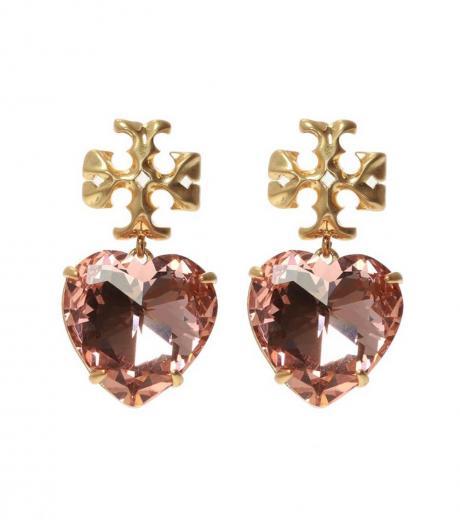 golden pink roxanne heart drop earrings