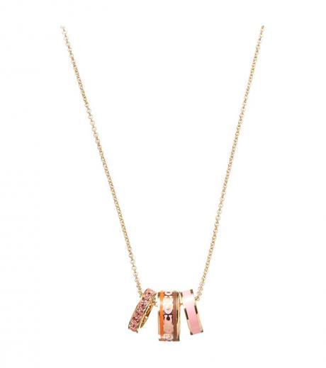 golden pink signature enamel necklace set