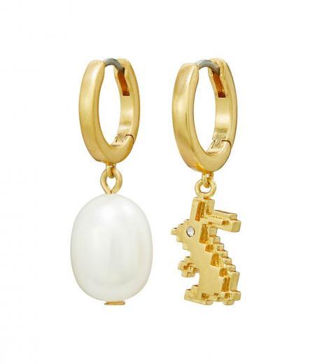 golden rabbit pearl drop earrings
