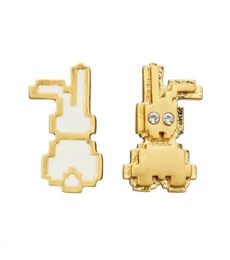 golden rabbit stud earrings