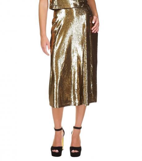 golden sequin a-line midi skirt