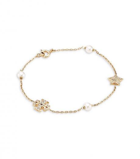 golden star pearl charm bracelet