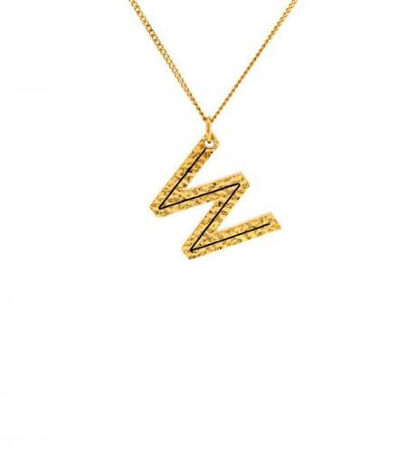 golden w letter charm necklace