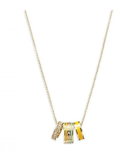 golden yellow signature enamel necklace set