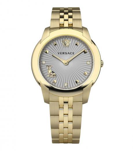 golden audrey silver dial watch