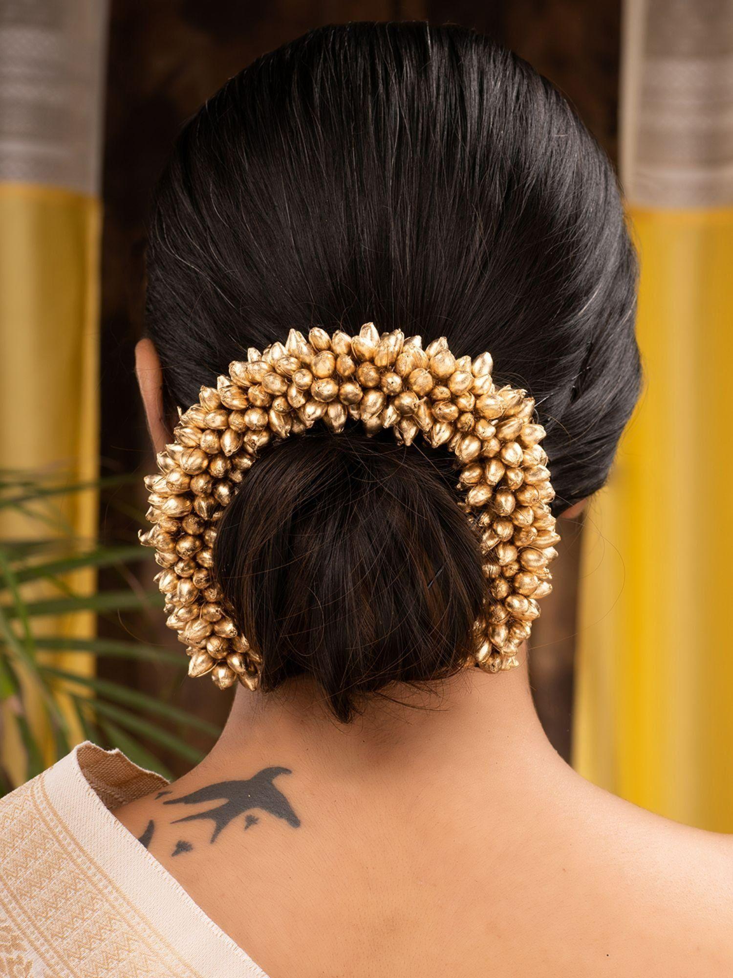 golden beaded bridal hair accessories/bun accessory