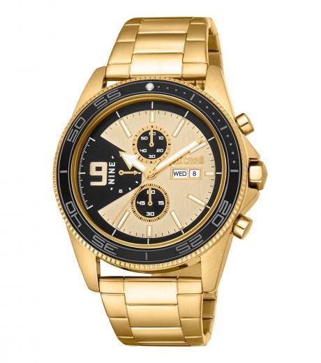golden black bezel watch