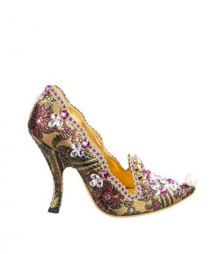 golden embroidered heels