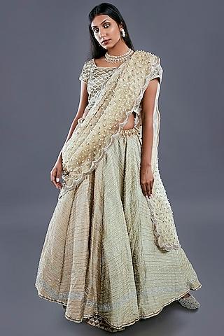 golden embroidered lehenga set