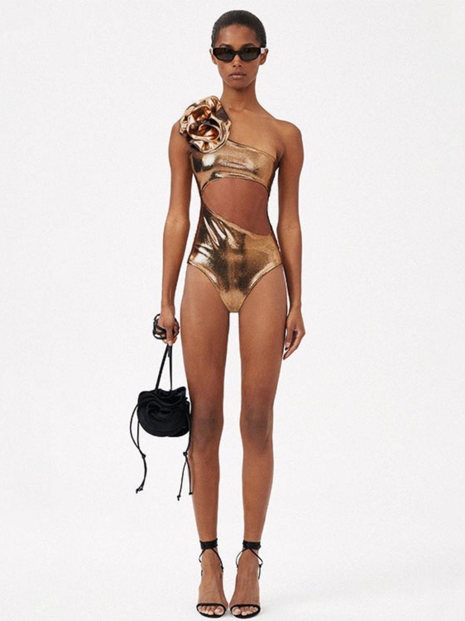 golden french style monokini