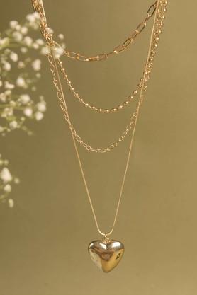 golden heart pendant multi-layered necklace