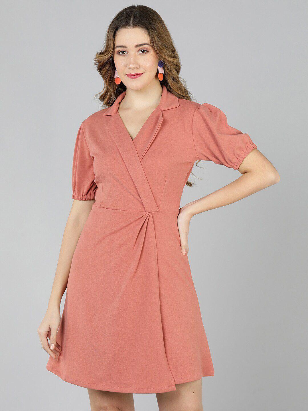 golden kite shirt collar puff sleeves fit & flare dress