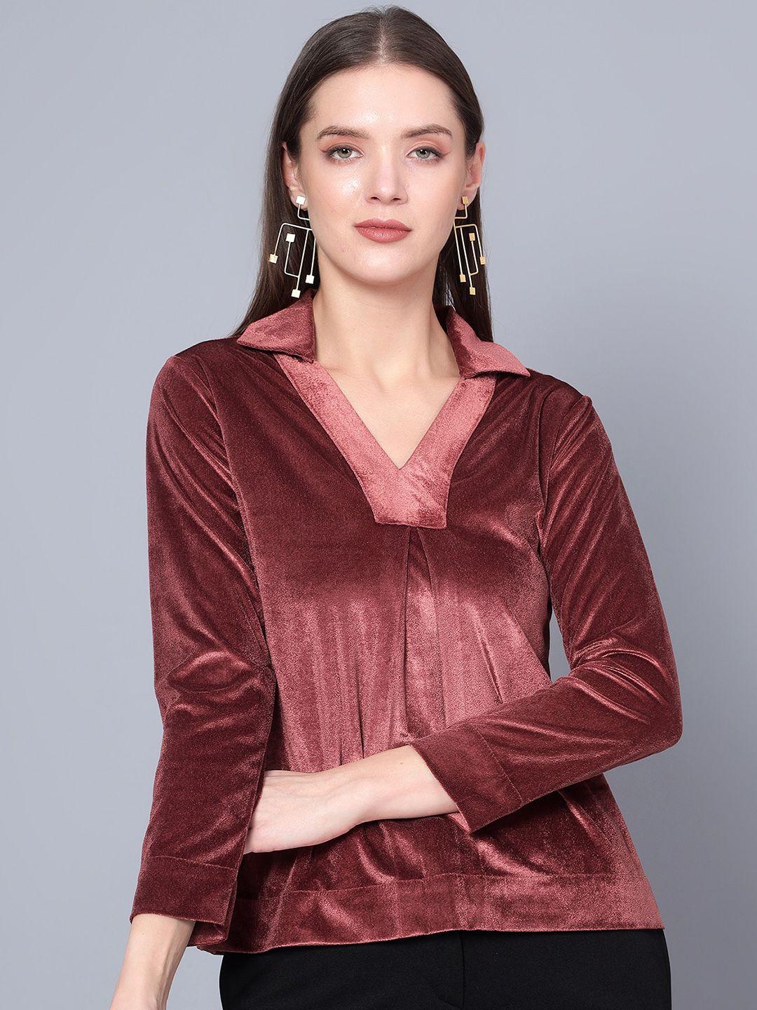 golden kite shirt collar velvet top