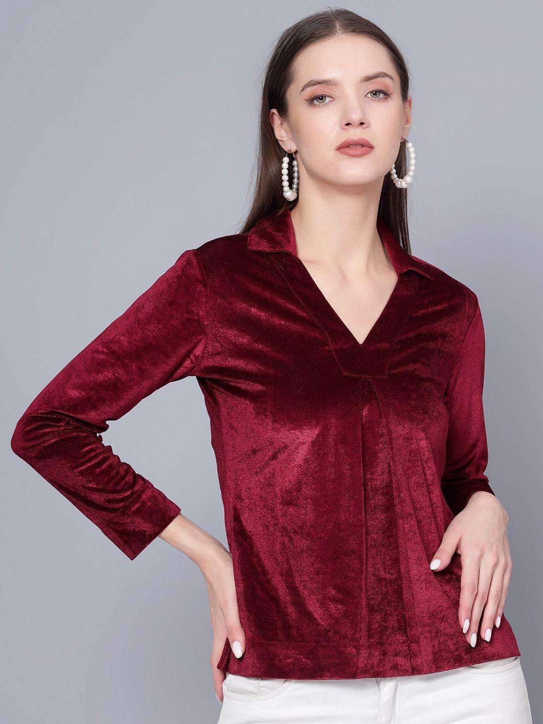 golden kite shirt collar velvet top