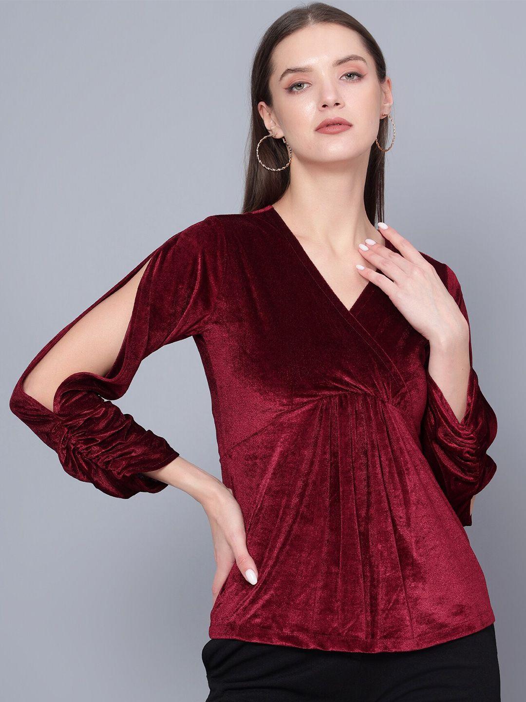 golden kite slit sleeves velvet empire top