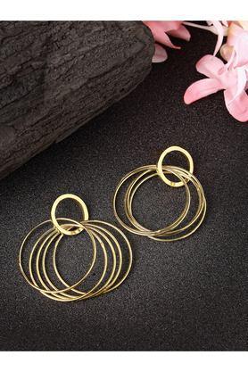 golden linked round circle attached drop earrings